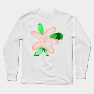 Red orange watercolor floral art Long Sleeve T-Shirt